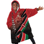 Jamhuri Ya Kenya Kid Wearable Blanket Hoodie Patriotic Lion With Flag