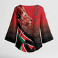 Jamhuri Ya Kenya Kimono Sleeve Blouse Patriotic Lion With Flag