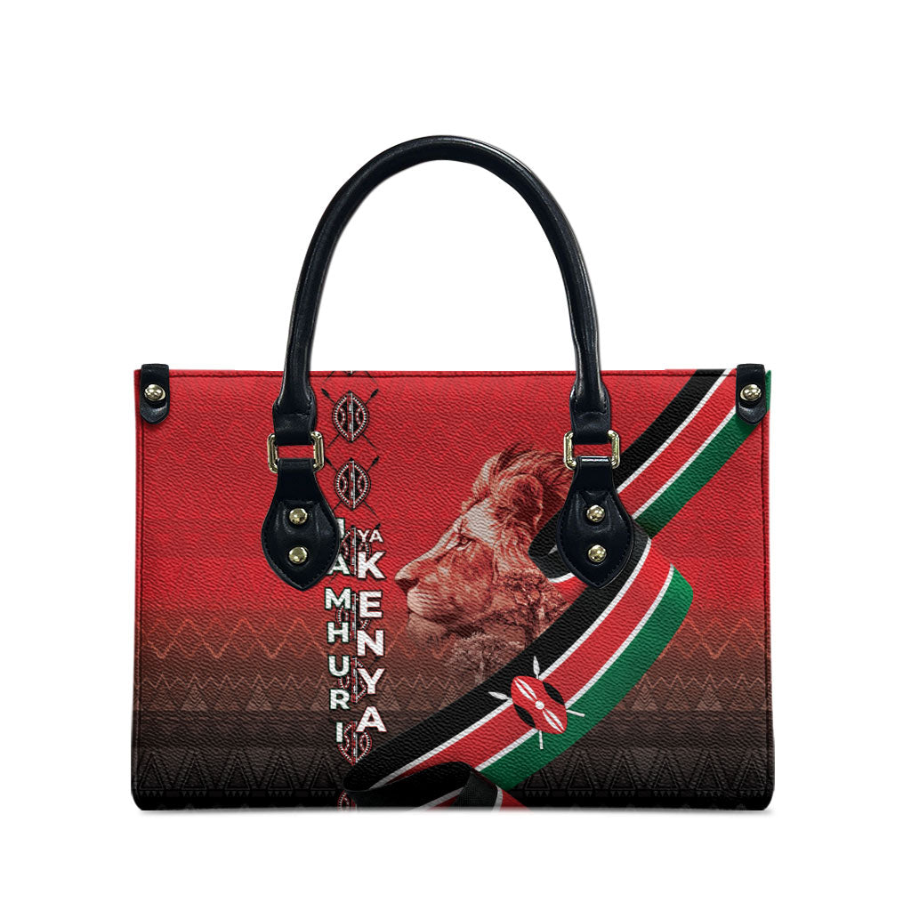 Jamhuri Ya Kenya Leather Bag Patriotic Lion With Flag