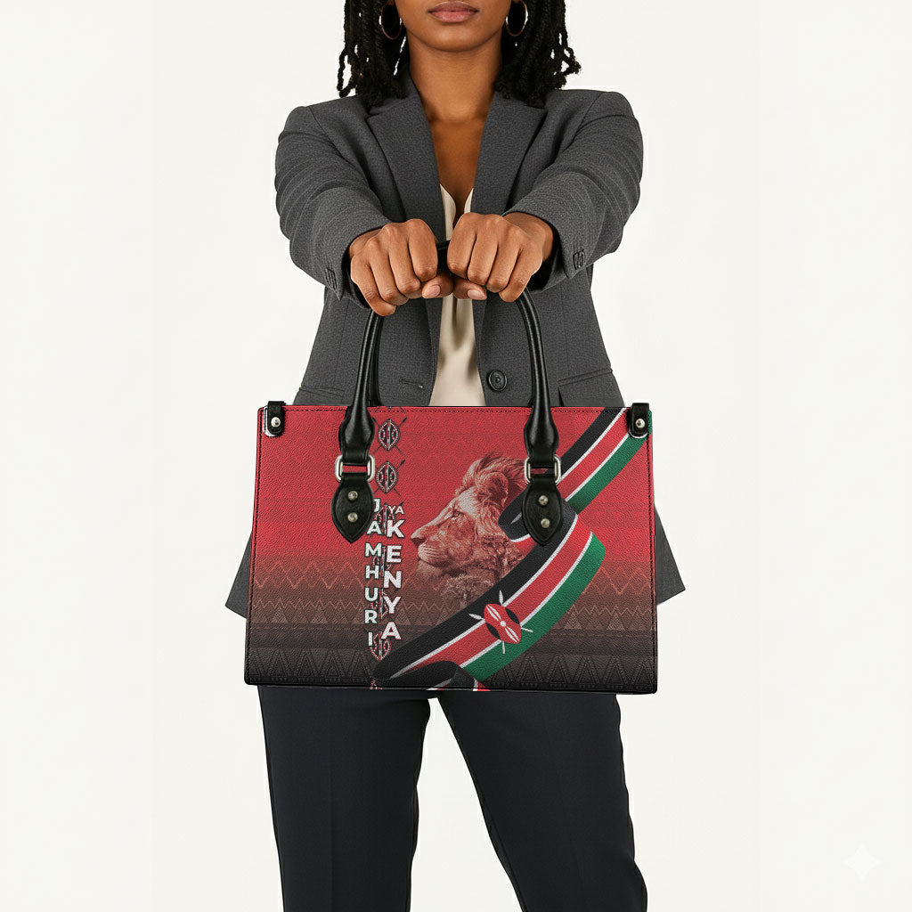 Jamhuri Ya Kenya Leather Bag Patriotic Lion With Flag