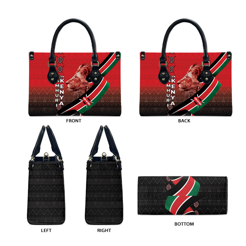Jamhuri Ya Kenya Leather Bag Patriotic Lion With Flag