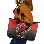 Jamhuri Ya Kenya Leather Tote Bag Patriotic Lion With Flag