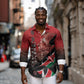 Jamhuri Ya Kenya Long Sleeve Button Shirt Patriotic Lion With Flag