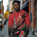 Jamhuri Ya Kenya Long Sleeve Shirt Patriotic Lion With Flag
