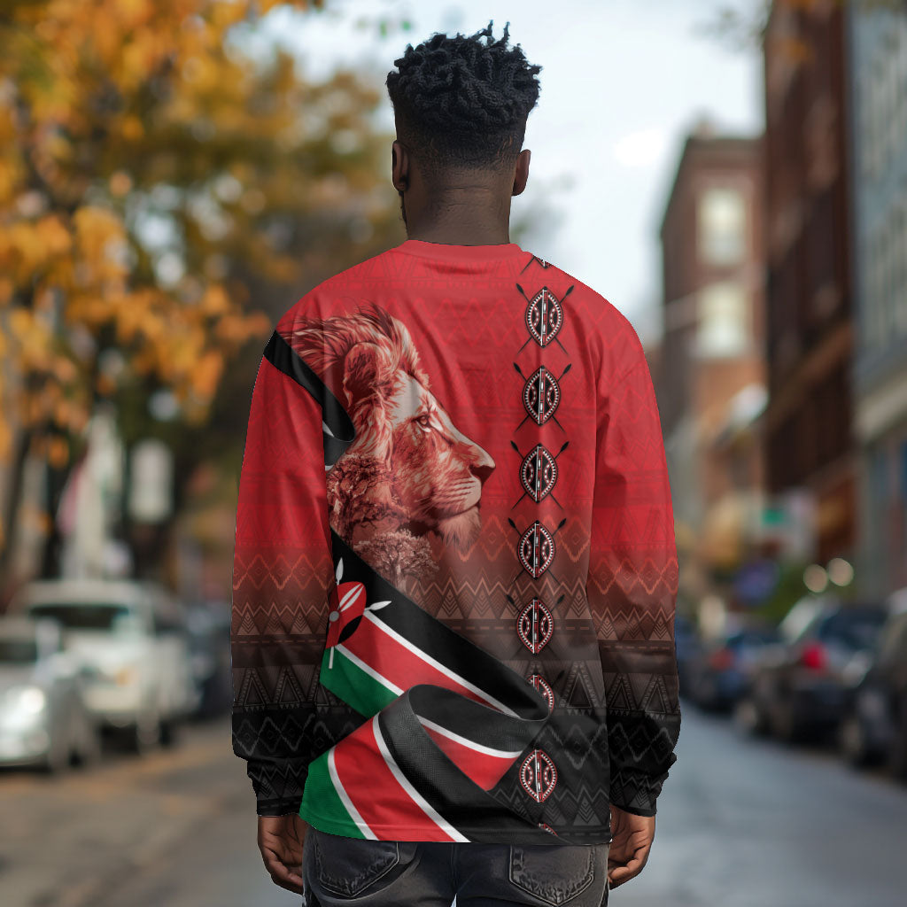 Jamhuri Ya Kenya Long Sleeve Shirt Patriotic Lion With Flag