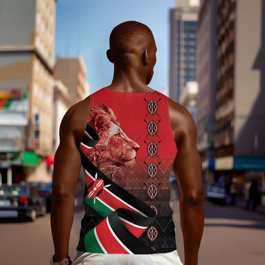 Jamhuri Ya Kenya Men Tank Top Patriotic Lion With Flag