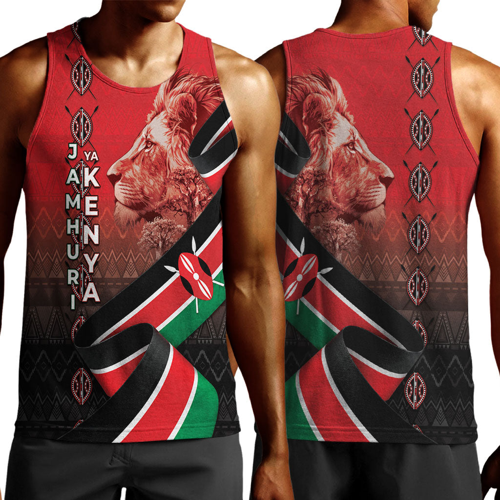 Jamhuri Ya Kenya Men Tank Top Patriotic Lion With Flag