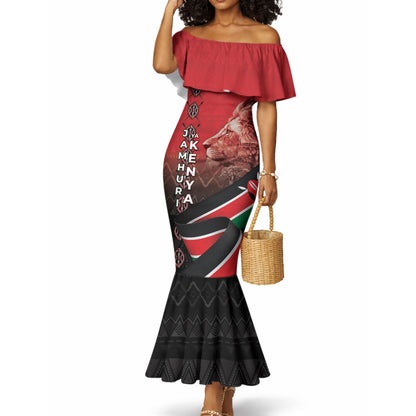 Jamhuri Ya Kenya Mermaid Dress Patriotic Lion With Flag