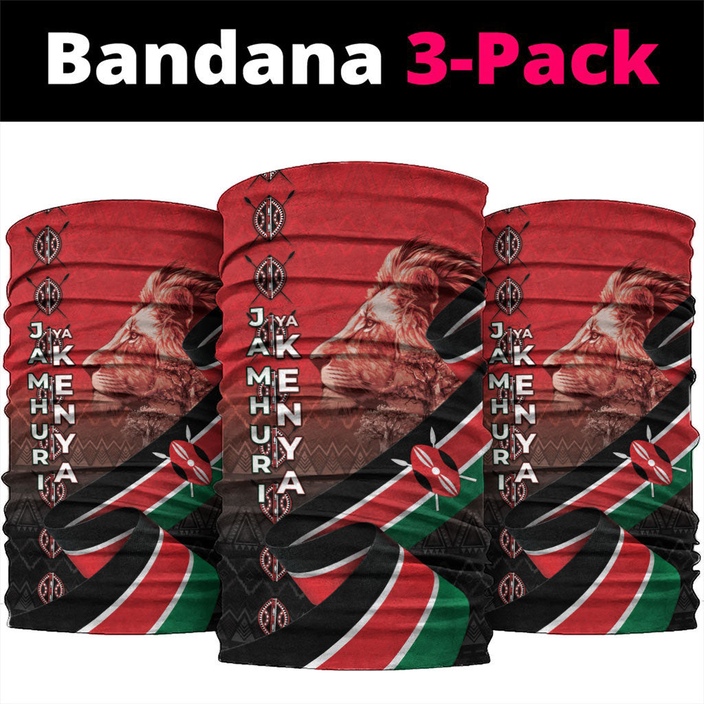 Jamhuri Ya Kenya Neck Gaiter Patriotic Lion With Flag