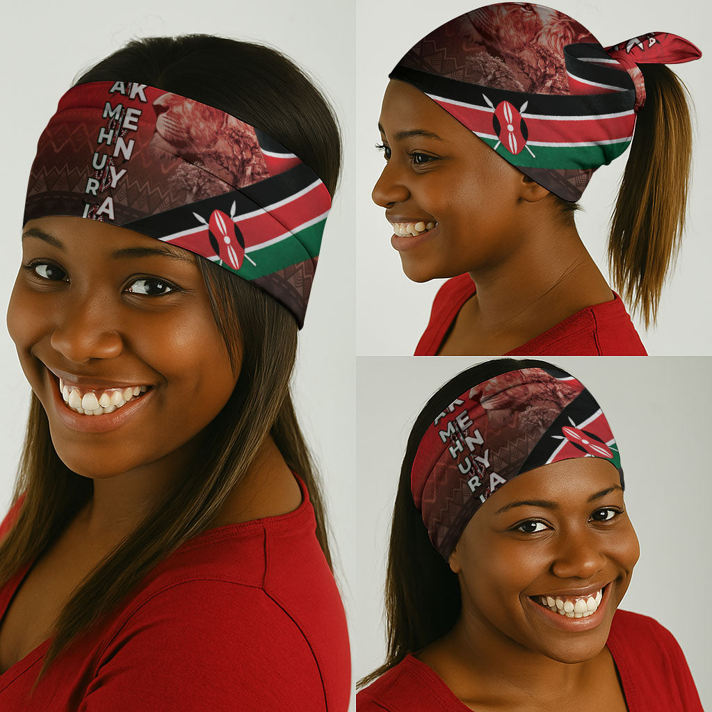 Jamhuri Ya Kenya Neck Gaiter Patriotic Lion With Flag