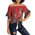 Jamhuri Ya Kenya Off Shoulder Wrap Waist Top Patriotic Lion With Flag