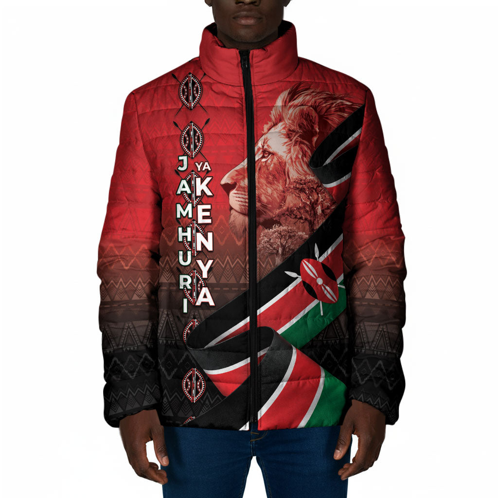 Jamhuri Ya Kenya Padded Jacket Patriotic Lion With Flag