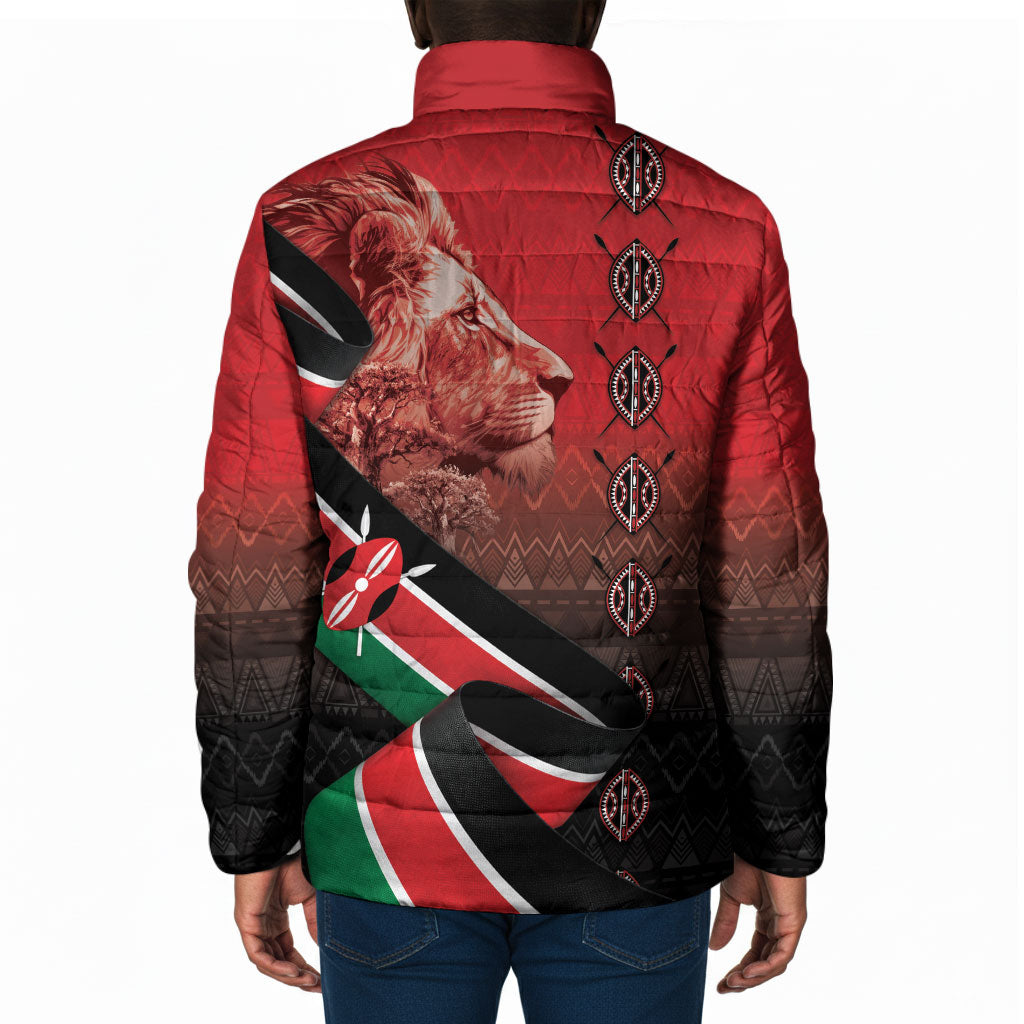 Jamhuri Ya Kenya Padded Jacket Patriotic Lion With Flag