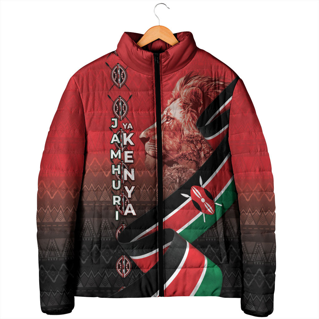 Jamhuri Ya Kenya Padded Jacket Patriotic Lion With Flag