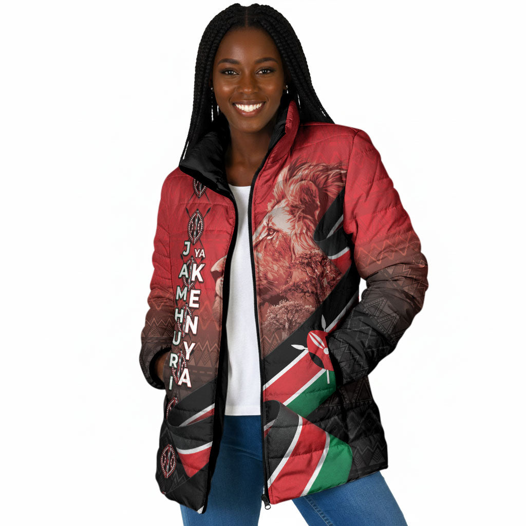Jamhuri Ya Kenya Padded Jacket Patriotic Lion With Flag