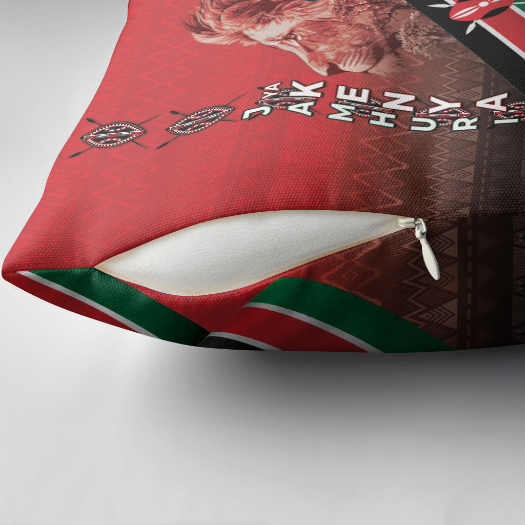 Jamhuri Ya Kenya Pillow Cover Patriotic Lion With Flag