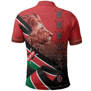 Jamhuri Ya Kenya Polo Shirt Patriotic Lion With Flag