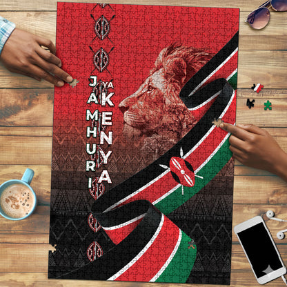 Jamhuri Ya Kenya Puzzle Patriotic Lion With Flag