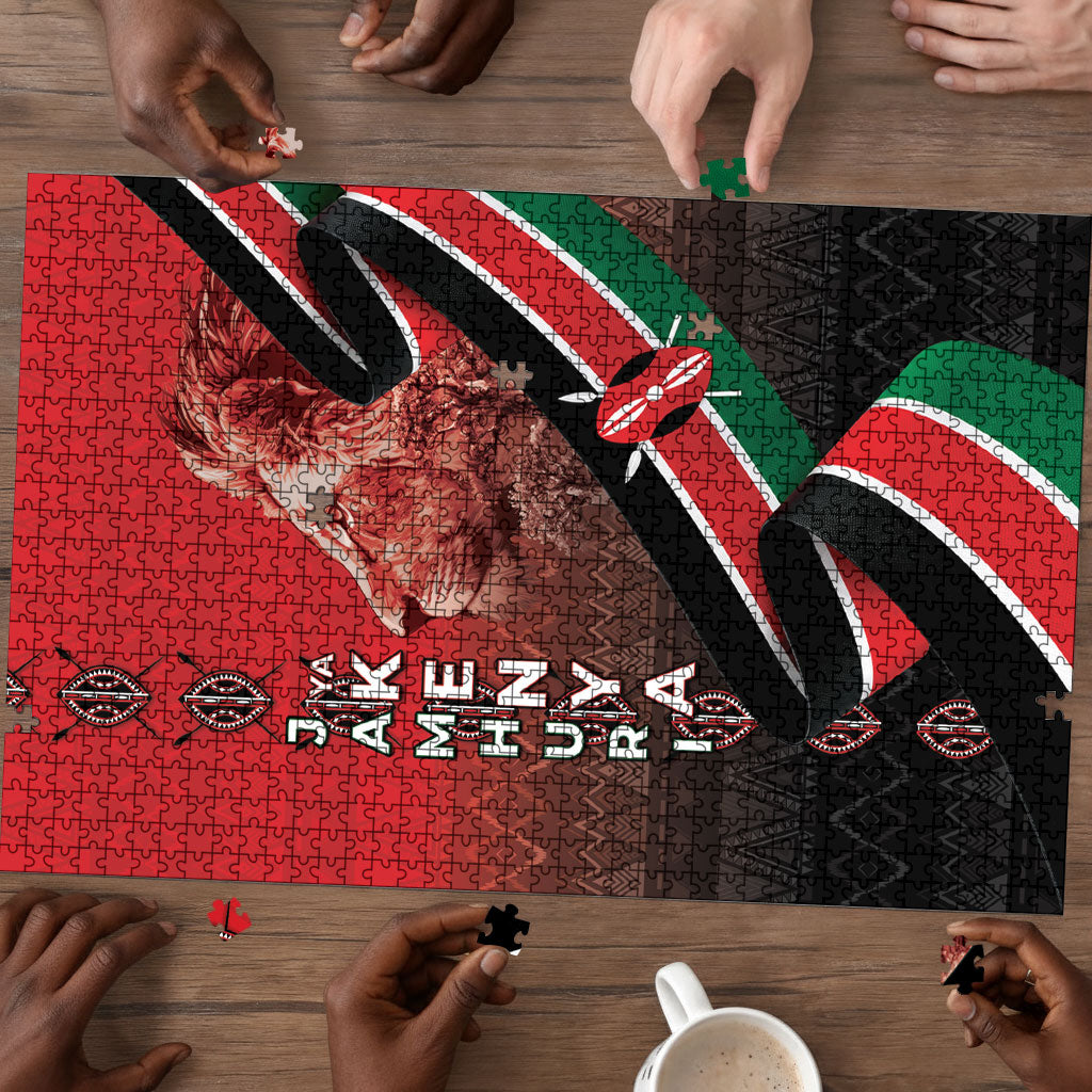 Jamhuri Ya Kenya Puzzle Patriotic Lion With Flag