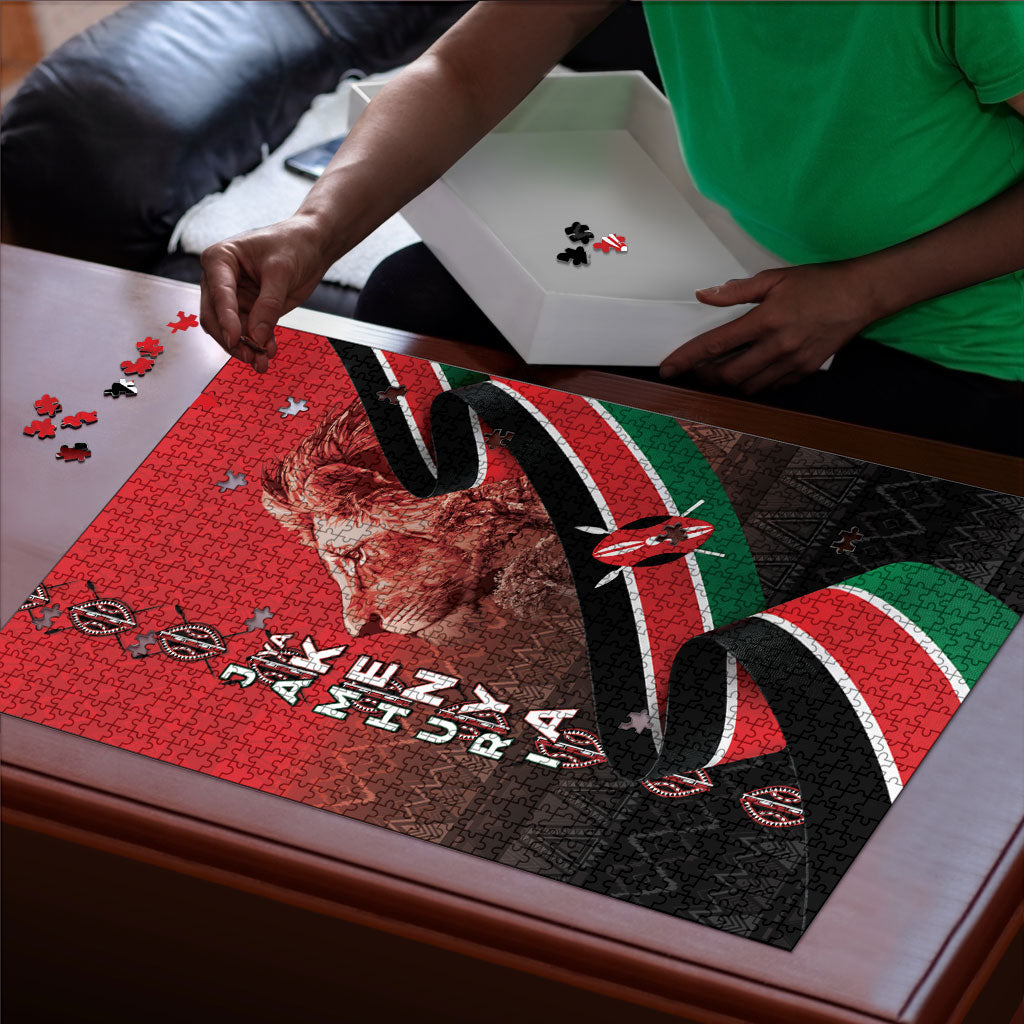 Jamhuri Ya Kenya Puzzle Patriotic Lion With Flag