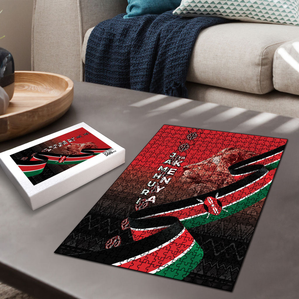 Jamhuri Ya Kenya Puzzle Patriotic Lion With Flag