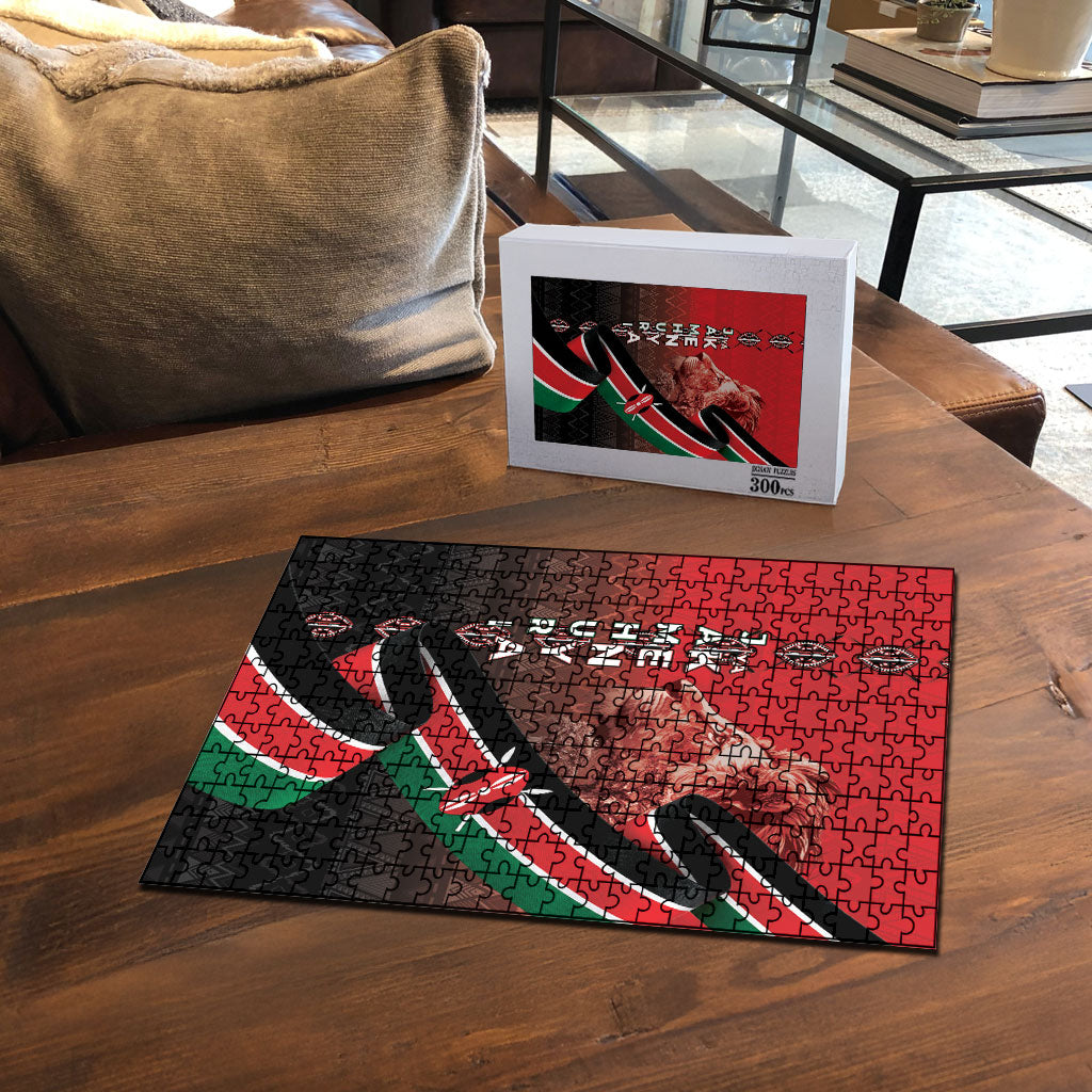 Jamhuri Ya Kenya Puzzle Patriotic Lion With Flag