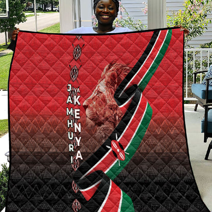 Jamhuri Ya Kenya Quilt Patriotic Lion With Flag