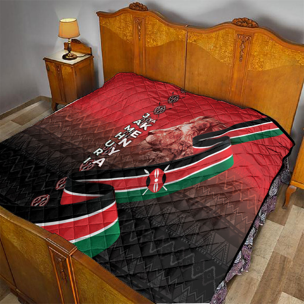 Jamhuri Ya Kenya Quilt Patriotic Lion With Flag