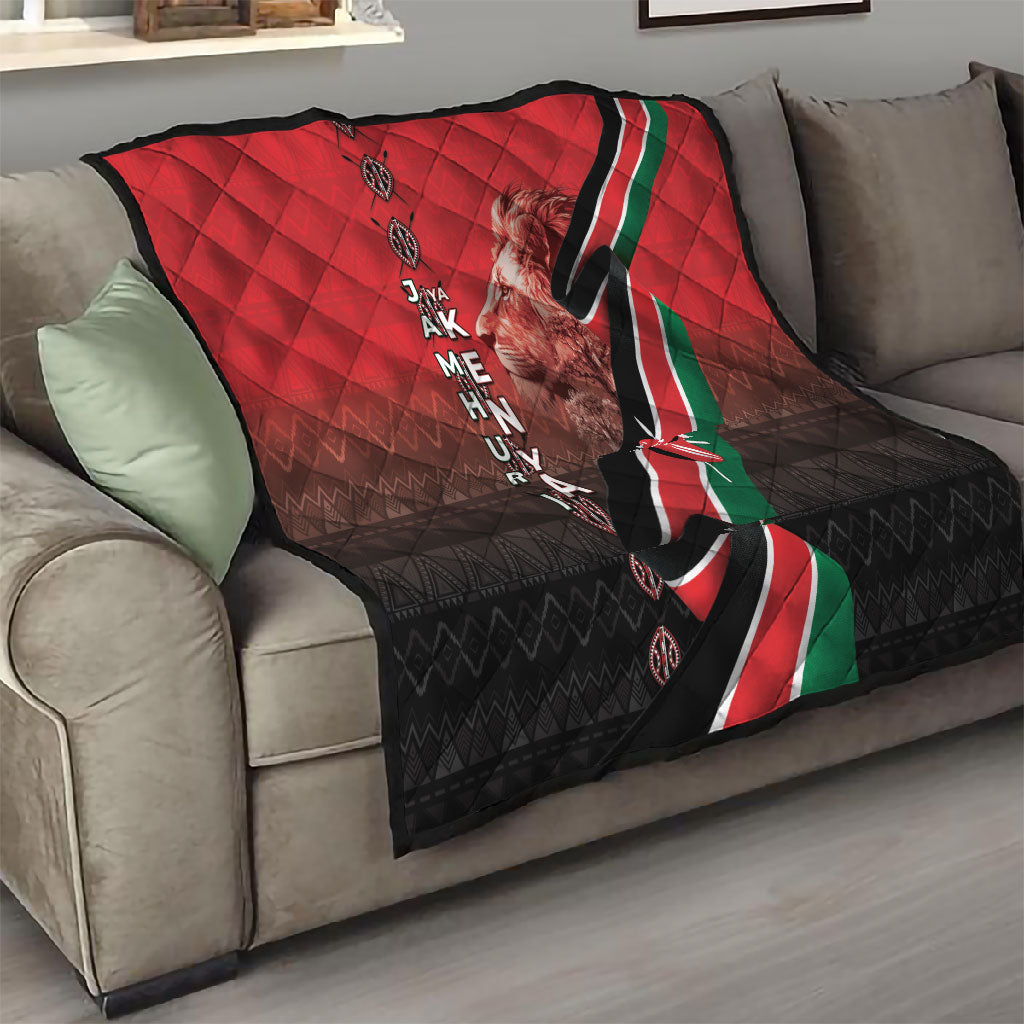 Jamhuri Ya Kenya Quilt Patriotic Lion With Flag