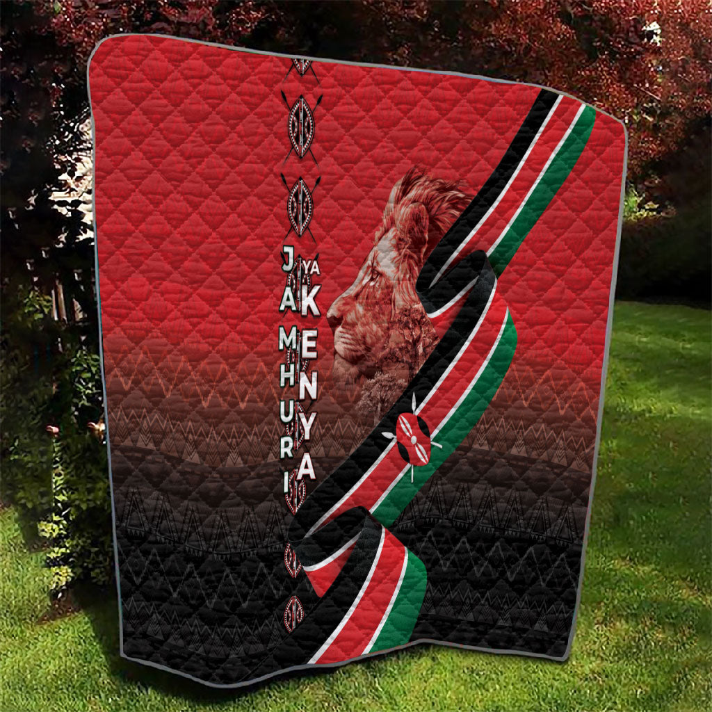 Jamhuri Ya Kenya Quilt Patriotic Lion With Flag