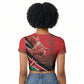 Jamhuri Ya Kenya Raglan Cropped T shirt Patriotic Lion With Flag