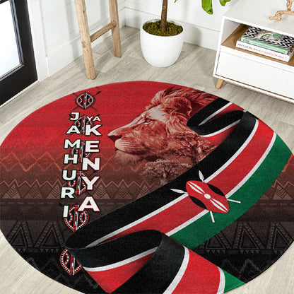 Jamhuri Ya Kenya Round Carpet Patriotic Lion With Flag