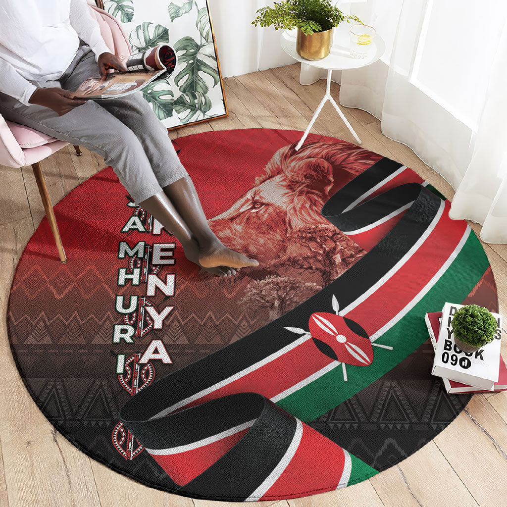 Jamhuri Ya Kenya Round Carpet Patriotic Lion With Flag