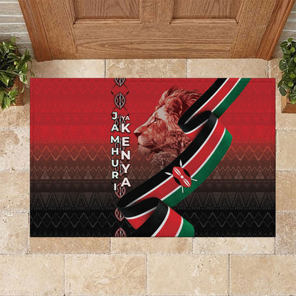 Jamhuri Ya Kenya Rubber Doormat Patriotic Lion With Flag