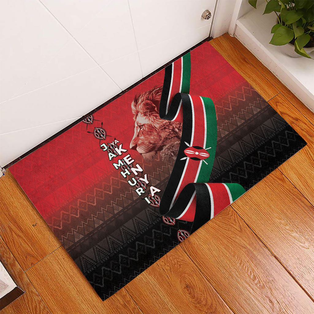 Jamhuri Ya Kenya Rubber Doormat Patriotic Lion With Flag