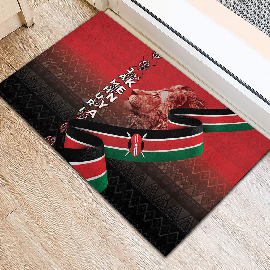 Jamhuri Ya Kenya Rubber Doormat Patriotic Lion With Flag