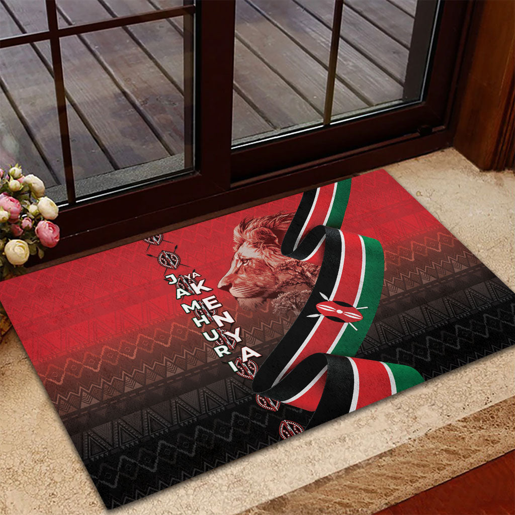 Jamhuri Ya Kenya Rubber Doormat Patriotic Lion With Flag