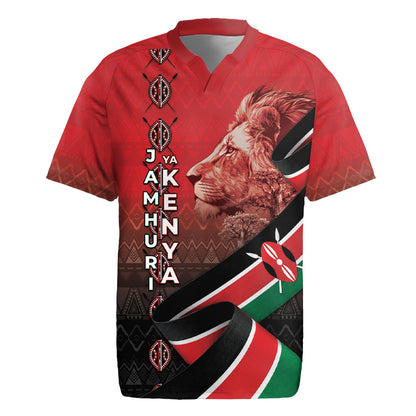 Jamhuri Ya Kenya Rugby Jersey Patriotic Lion With Flag