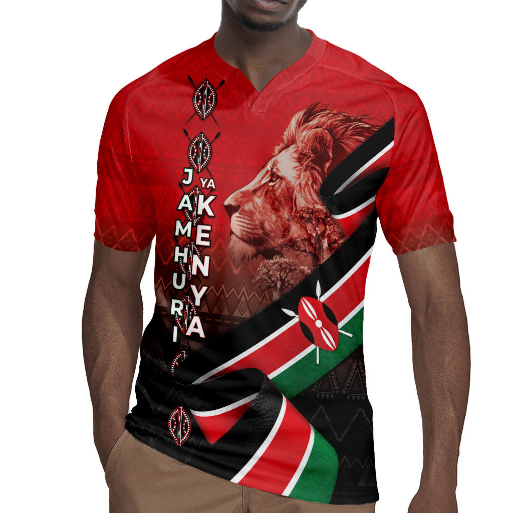 Jamhuri Ya Kenya Rugby Jersey Patriotic Lion With Flag