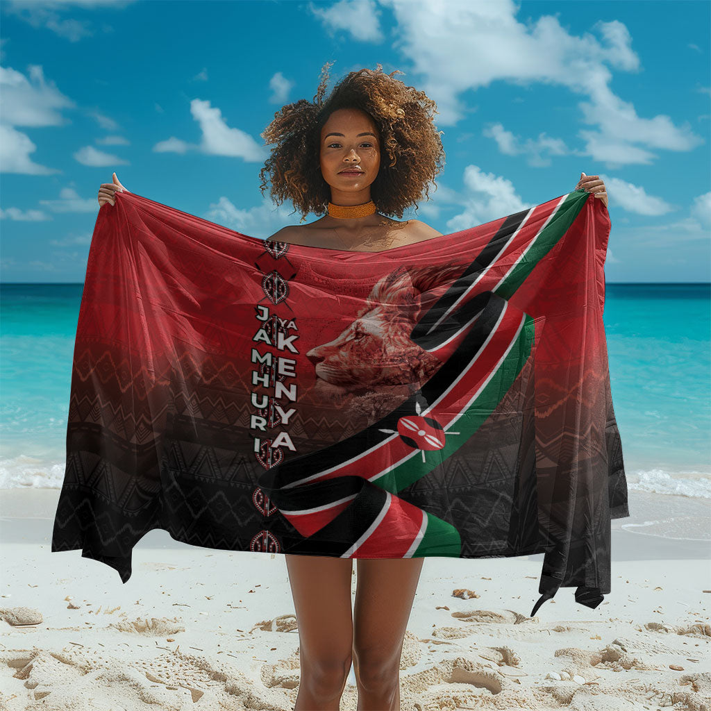 Jamhuri Ya Kenya Sarong Patriotic Lion With Flag