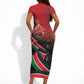 Jamhuri Ya Kenya Short Sleeve Bodycon Dress Patriotic Lion With Flag