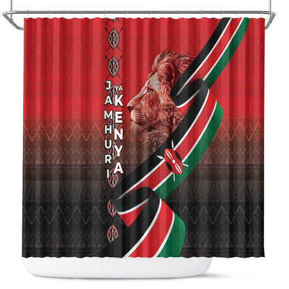 Jamhuri Ya Kenya Shower Curtain Patriotic Lion With Flag