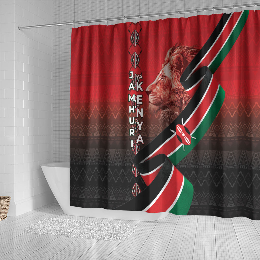 Jamhuri Ya Kenya Shower Curtain Patriotic Lion With Flag