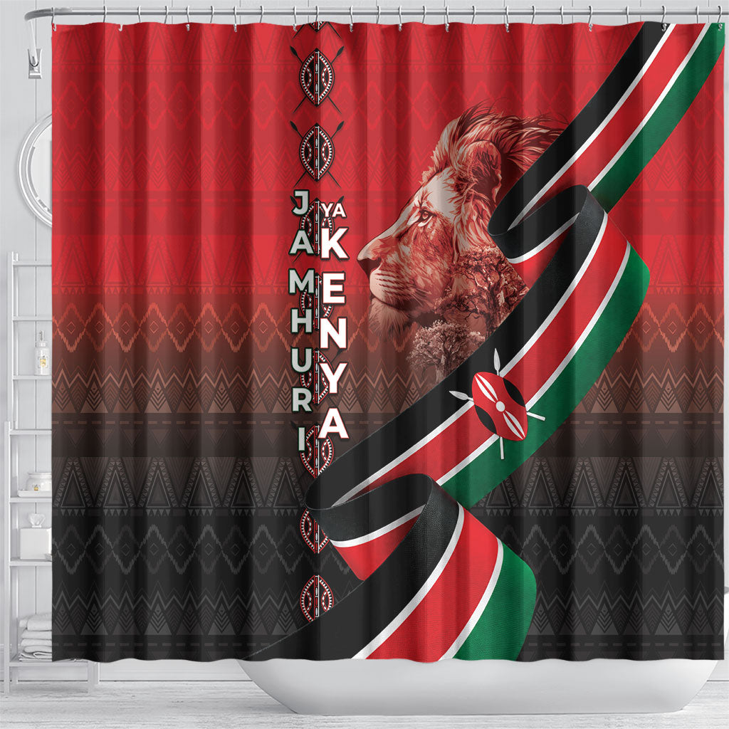 Jamhuri Ya Kenya Shower Curtain Patriotic Lion With Flag