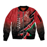 Jamhuri Ya Kenya Sleeve Zip Bomber Jacket Patriotic Lion With Flag