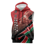 Jamhuri Ya Kenya Sleeveless Hoodie Patriotic Lion With Flag