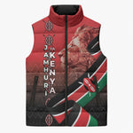 Jamhuri Ya Kenya Sleeveless Puffer Jacket Patriotic Lion With Flag