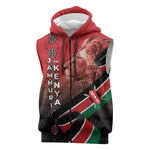 Jamhuri Ya Kenya Sleeveless Zip Hoodie Patriotic Lion With Flag