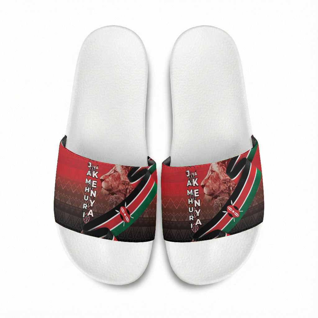 Jamhuri Ya Kenya Slide Sandals Patriotic Lion With Flag