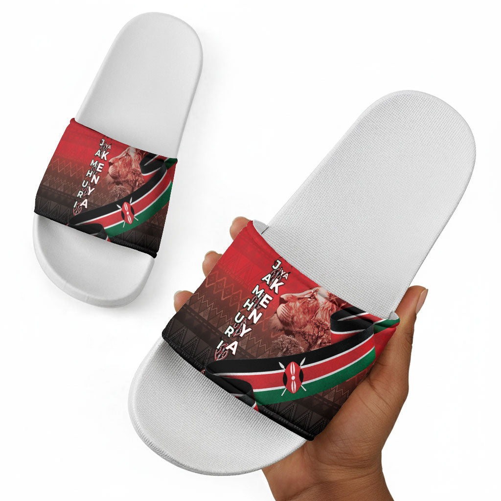 Jamhuri Ya Kenya Slide Sandals Patriotic Lion With Flag